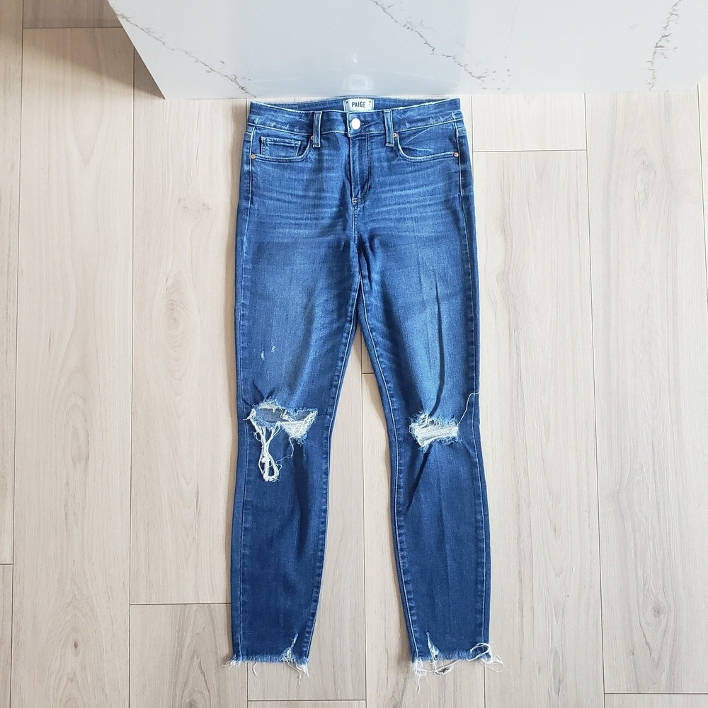 PAIGE Jeans Womens 28 Uptown Distressed Hem Verdugo Ankle Denim Pants